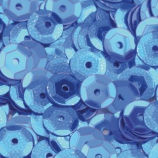 Pailletten, rund, gewlbt,  6 mm, 5 g / ~ 500 Stk., blau