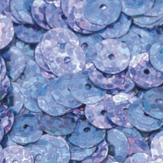 Pailletten, rund, gewlbt,  6 mm, 5 g / ~ 500 Stk., blau hologramm