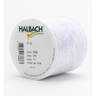 Halbach, Spitzenband, 7,5 cm breit - weiss