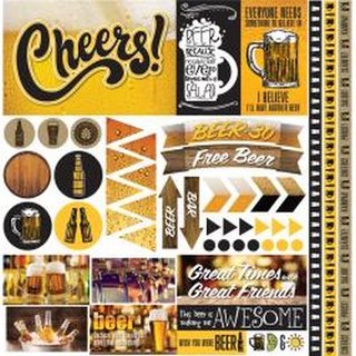 Reminisce, Designpapier,  Craft Beer -  Elements Stickers klebend