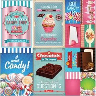 Reminisce, Designpapier, Candy Shoppe - Poster Stickers klebend