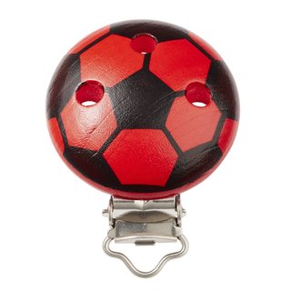 Hobbyfun, Schnulli-Ketten Clip Fussball rot/schwarz