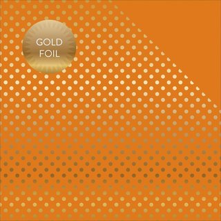 Echo Park, Foiled Dot & Stripe - gold foil orange