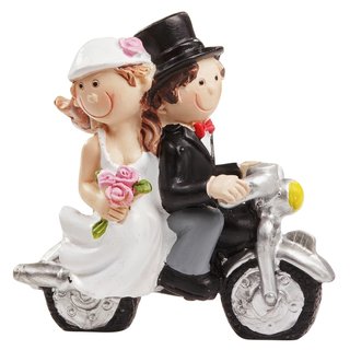 Miniaturen, Brautpaar auf dem Motorrad ca. 6x5cm