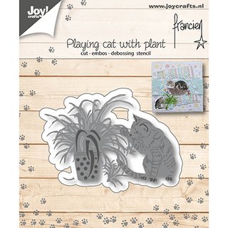 Joy! Cutting & Embossingschablone - Katze mit Pflanzen
