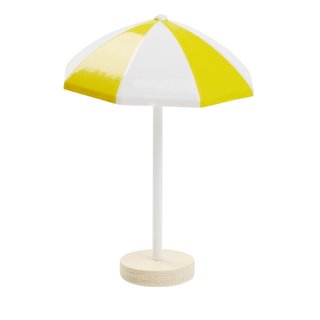 Miniaturen, Sonnenschirm gelb/weiss ca. 6cm, Kunststoff