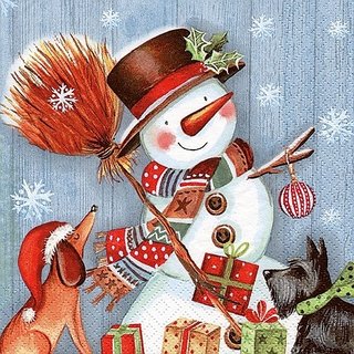Servietten, Snowman with Broom