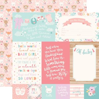 Echo Park, Designpapier, Hello Baby Girl - 4x6 Journaling cards
