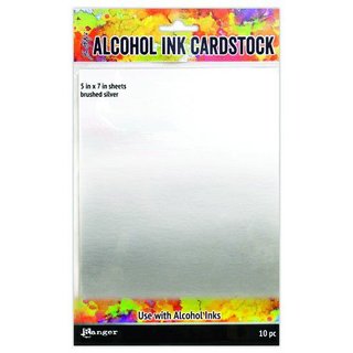 Ranger Alcohol Ink Cardstock brushed silver  5x7, 10 Stck