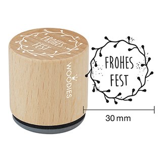 Woodies Holzstempel, Ø 30 mm, Frohes Fest