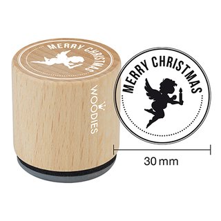Woodies Holzstempel, Ø 30 mm, Merry Christmas