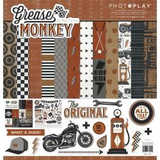 Photoplay, Grease Monkey Paper Pad 12x12 12/Pkg + 1 Sticker