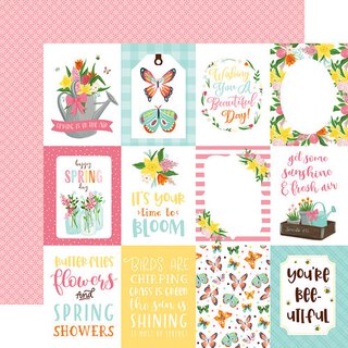 Echo Park, I love Spring - Designpapier doppelseitig - Journaling Cards 3x4