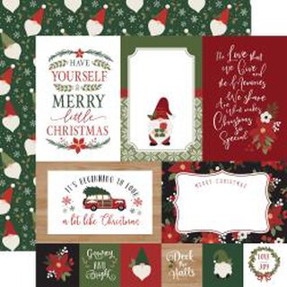 Echo Park, Designpapier, Gnome for Christmas - 4x6 Journaling Cards