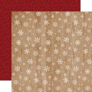 Echo Park, Designpapier, Gnome for Christmas - Woodgrain Snowflakes