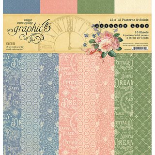 Graphic 45, Designpapier, Cottage Life Patterns & Solids - Paper Pad 12 x 12