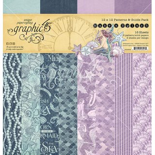 Graphic 45, Designpapier, Make a Splash- Patterns & Solids - Paper Pad 12 x 12