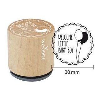 Woodies Holzstempel, Ø 30 mm, Baby, Welcome little baby boy