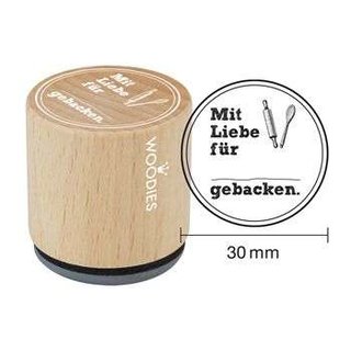 Woodies Holzstempel,  30 mm, Handmade, Mit Liebe fr...gebacken