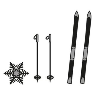 MD, Craftables Stanz- und Embossingschablone Skis & Snowflakes