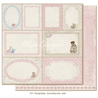 Majadesign, Designpapier, Vintage Baby - Journaling cards pink